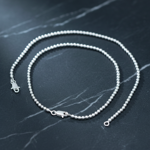 Classic Indian Silver Anklet with Ball Beads - Aggarwal jewels