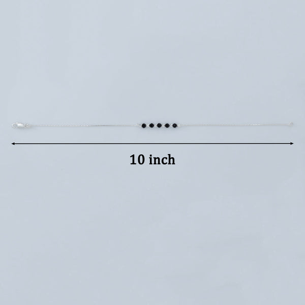 Black & Silver Beads Silver Anklet - Aggarwal jewels