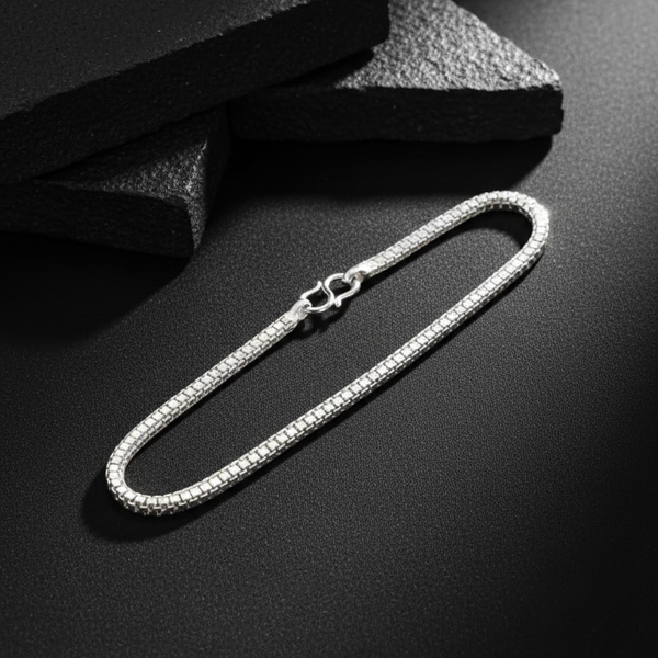 Silver Simple Square Box Design Bracelet for Boy's - Aggarwal jewels