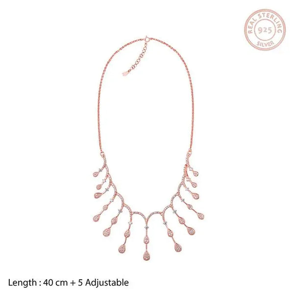 Rose gold teardrop charm necklace, adjustable length 40 cm +5