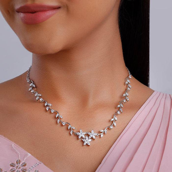 Silver Moonvine Necklace for Enchanting Elegance - Aggarwal jewels