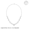 Silver moonvine necklace with adjustable chain and leaf links with central flower pendant