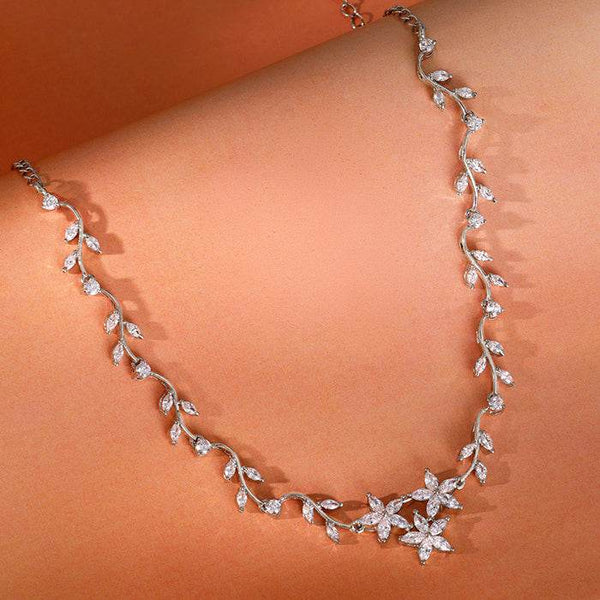 Silver Moonvine Necklace for Enchanting Elegance - Aggarwal jewels