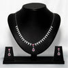 Silver Pink Flower Drop Solitaire Jewelry Set - Stunning Silver Pink Flower Earrings - Aggarwal jewels