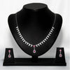 Silver Pink Flower Drop Solitaire Set - Aggarwal jewels