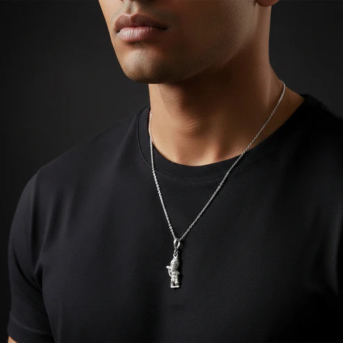 Sankat Mochan Hanuman Pendant in Pure Silver - Aggarwal jewels