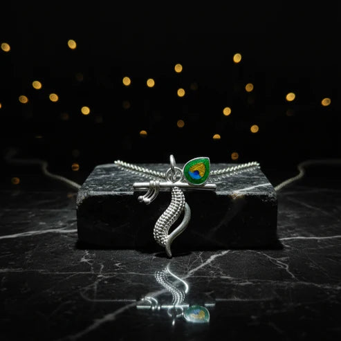 Silver Krishna Flute Pendant with Morpankh Design - Aggarwal jewels