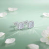 White Square Gemstone Silver Stud Earrings - Aggarwal jewels