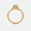 Yellow gold teardrop ring with center diamond and decorative openwork shoulders