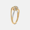 Gold ring with center vertical diamond row and small pavé border