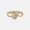 Gold twisted ring with pavé diamond accents forming an interlocking loop
