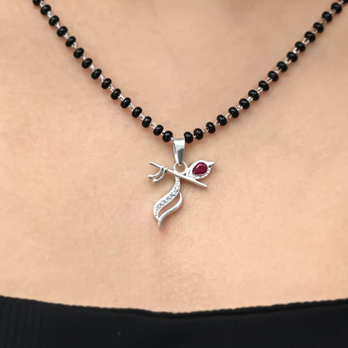 Silver Flute Pendant Intricate Modern Design - Aggarwal jewels