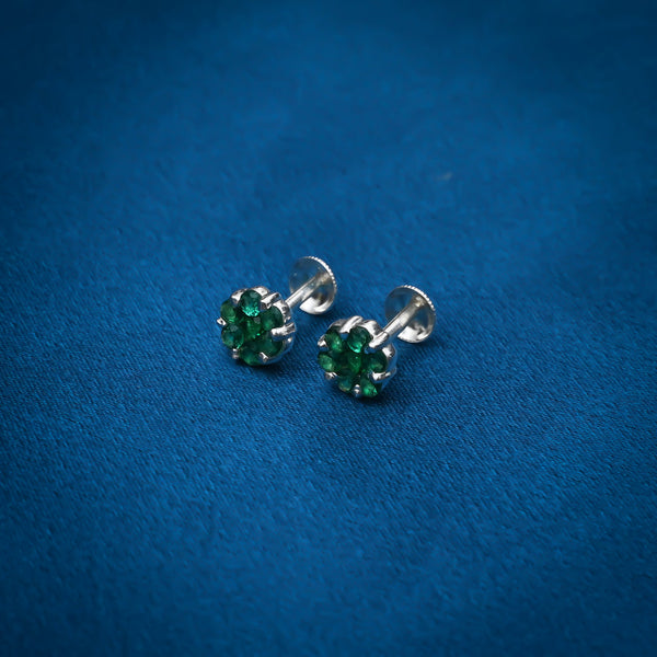 Green Gemstone Stylish Silver Earrings - Aggarwal jewels