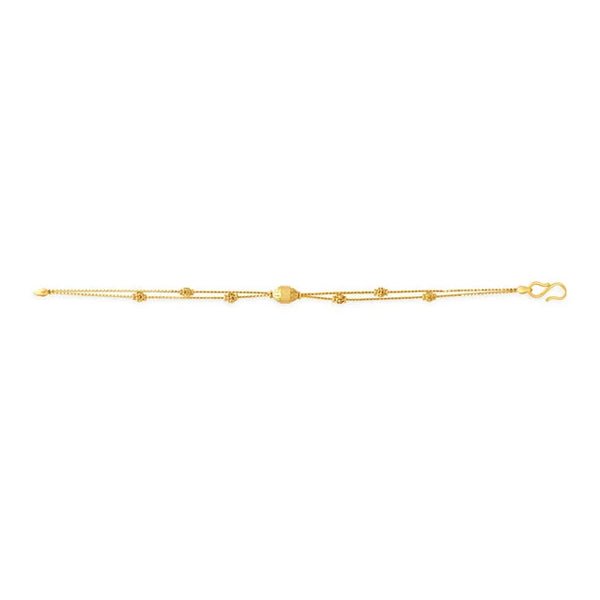 Delicate Yellow Gold Carved Bead Bracelet - Aggarwal jewels