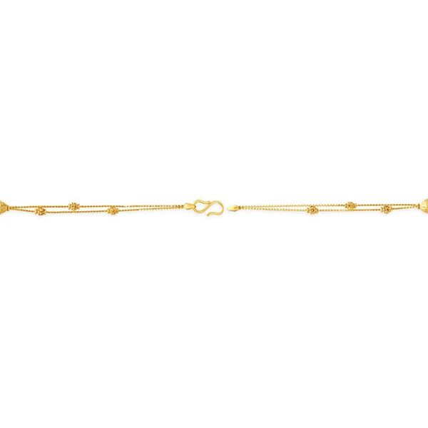 Delicate Yellow Gold Carved Bead Bracelet - Aggarwal jewels
