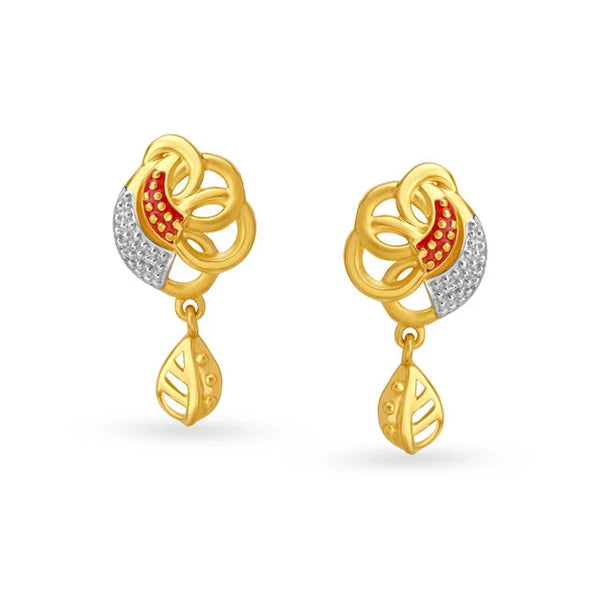 Leaf Motif Gold Drop Earrings - Aggarwal jewels