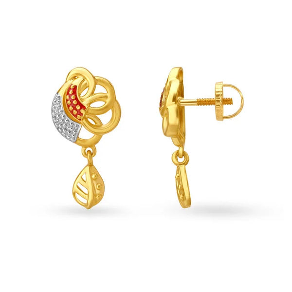 Leaf Motif Gold Drop Earrings - Aggarwal jewels