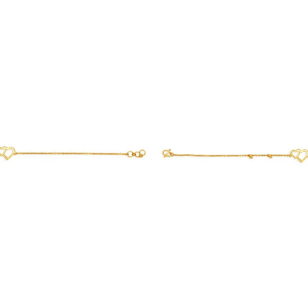 Winsome Dual Heart Gold Bracelet - Aggarwal jewels