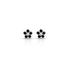 Classic Flower Design Black Stone Silver Earrings - Aggarwal jewels