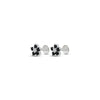 Classic Flower Design Black Stone Silver Earrings - Aggarwal jewels