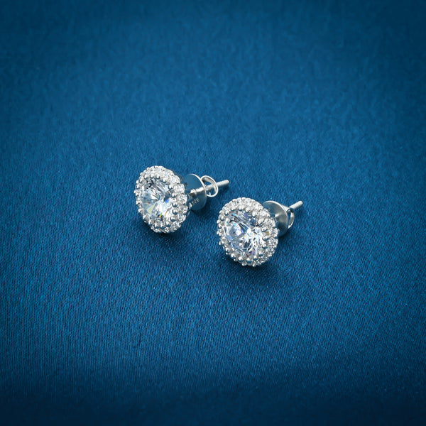 Sterling Silver American Diamond Earrings - Aggarwal jewels