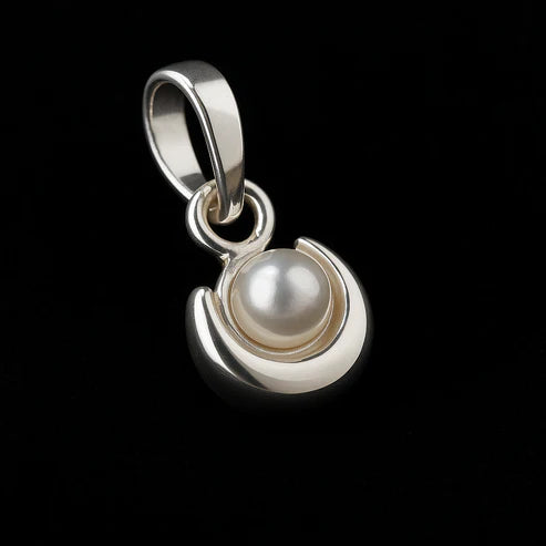Classic Silver Chain with Pearl Moon Pendant - Aggarwal jewels