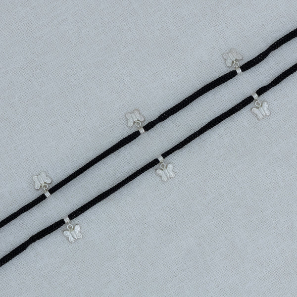 Butterfly Charm Black Thread Anklet Women & Girls