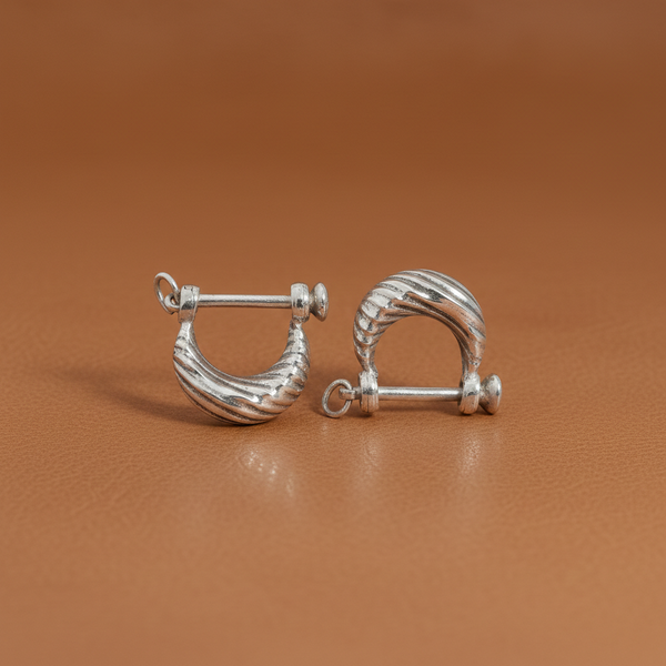 Royal Stone Textured Silver Bali For Boys - Aggarwal jewels
