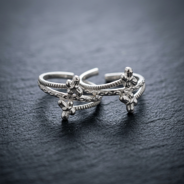 Silver Butterfly Cross Adjustable Toe Ring (Bichiya) for Women & Girls - Aggarwal jewels