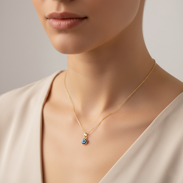 Silver Evil Eye Different Colors Pendant Gold Polish Necklace for Protection - Aggarwal jewels