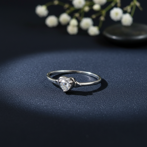 Silver Heart Solitaire Ring for Women - Aggarwal jewels