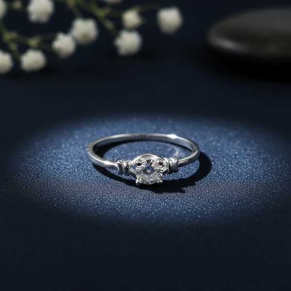 Minimal Diamond-Look Silver Ring - Aggarwal jewels