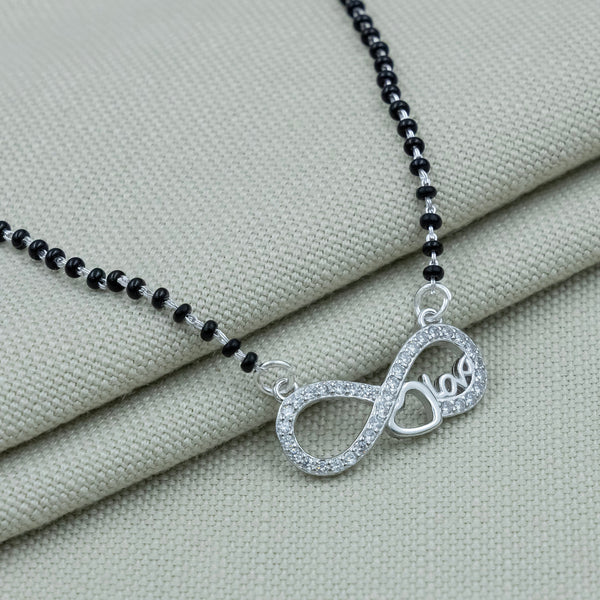 Infinite Heart Love Engraving Silver Mangalsutra - Aggarwal jewels