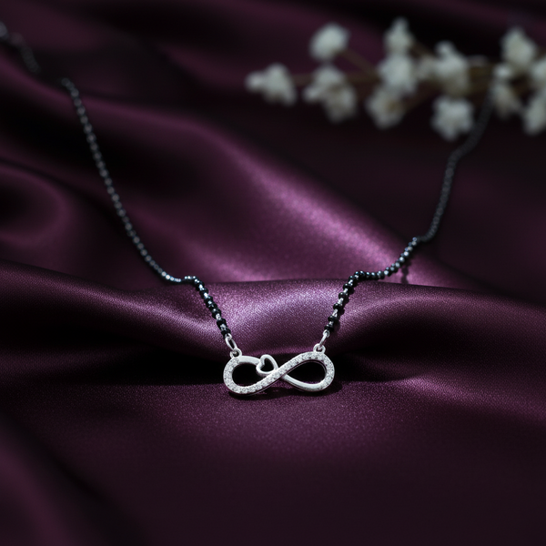 Infinite Heart Silver Mangalsutra - Aggarwal jewels