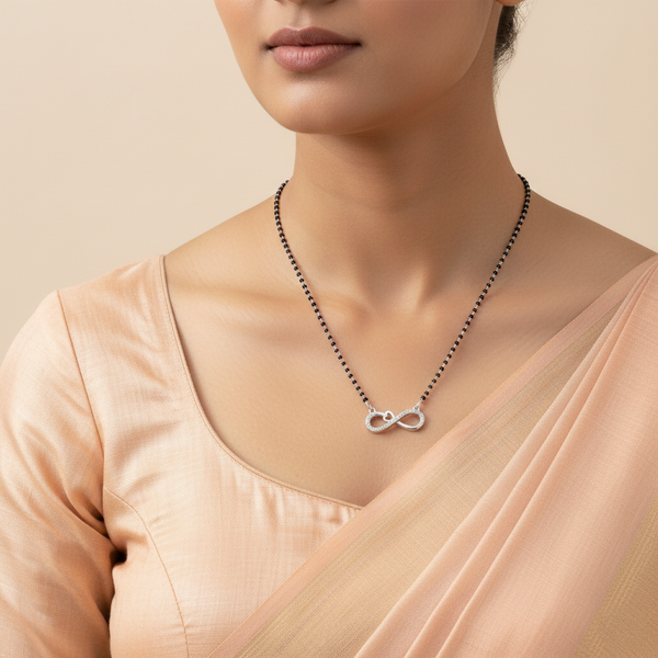 Infinite Heart Silver Mangalsutra - Aggarwal jewels