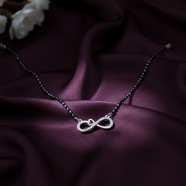 Infinite Heart Silver Mangalsutra - Aggarwal jewels