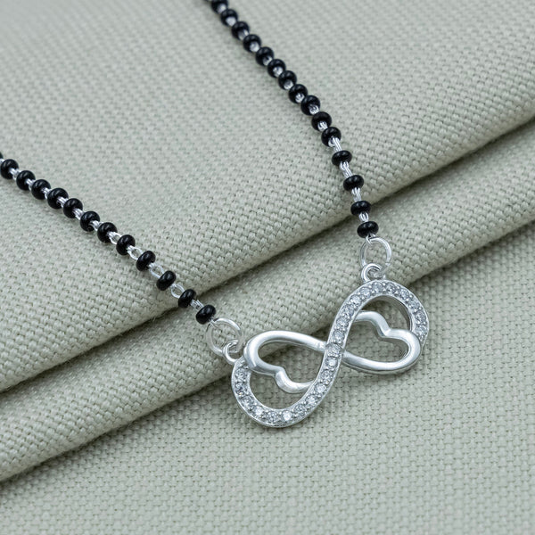 Infinity Love Black Beads Silver Mangalsutra - Aggarwal jewels
