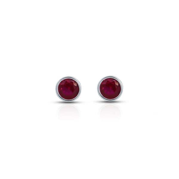 Beautiful Round Pink Stone Silver Earrings - Aggarwal jewels