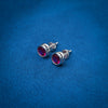 Beautiful Round Pink Stone Silver Earrings - Aggarwal jewels