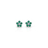 Flower Design Green Stone Silver Earrings - Aggarwal jewels
