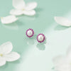 ilver Small Pink Stone on Edge Flower Design Earrings for Girls - Aggarwal jewels