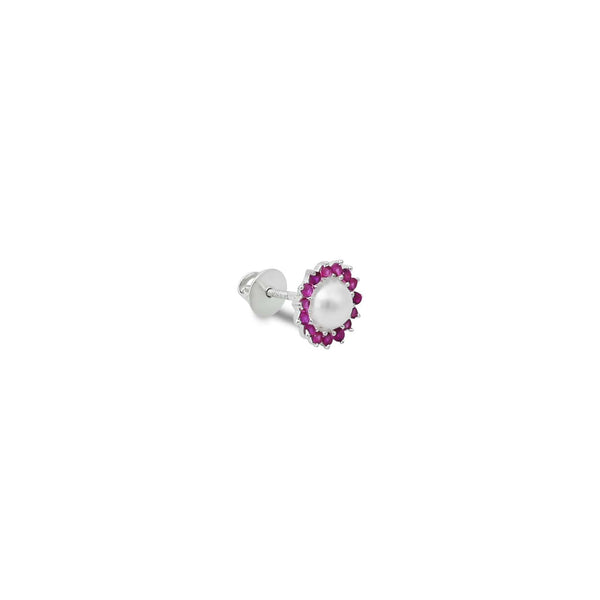 ilver Small Pink Stone on Edge Flower Design Earrings for Girls - Aggarwal jewels