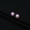ilver Small Pink Stone on Edge Flower Design Earrings for Girls - Aggarwal jewels