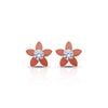 Orange Flower Silver Earrings with American Diamond Center - Aggarwal jewels