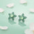 Green Flower Design Stud Silver Earrings - Aggarwal jewels