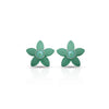 Green Flower Design Stud Silver Earrings - Aggarwal jewels