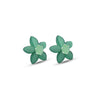 Green Flower Design Stud Silver Earrings - Aggarwal jewels