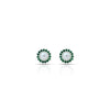 Silver Small Green Stone on Edge Flower Design Earrings for Girls - Aggarwal jewels