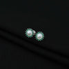 Silver Small Green Stone on Edge Flower Design Earrings for Girls - Aggarwal jewels