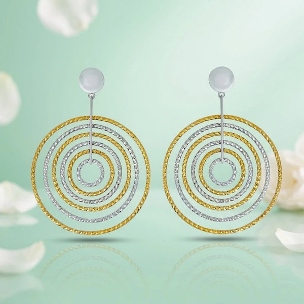 Elegant Dual-Tone Spiral Silver Drop Earrings - Aggarwal jewels
